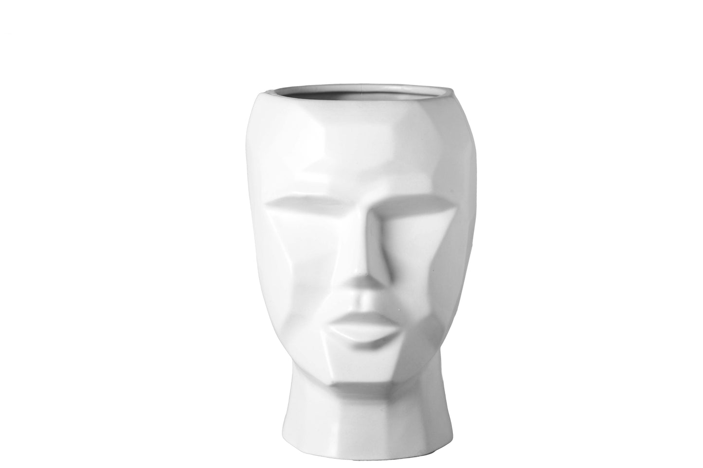 Ceramic Round Pixelated Man's Head Pot Matte Finish