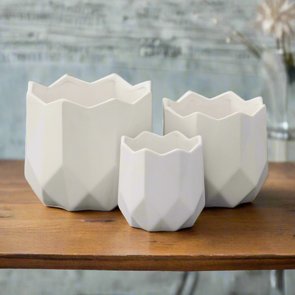 Gryphon Ceramic Geometric Round Pot  (Set of 3)