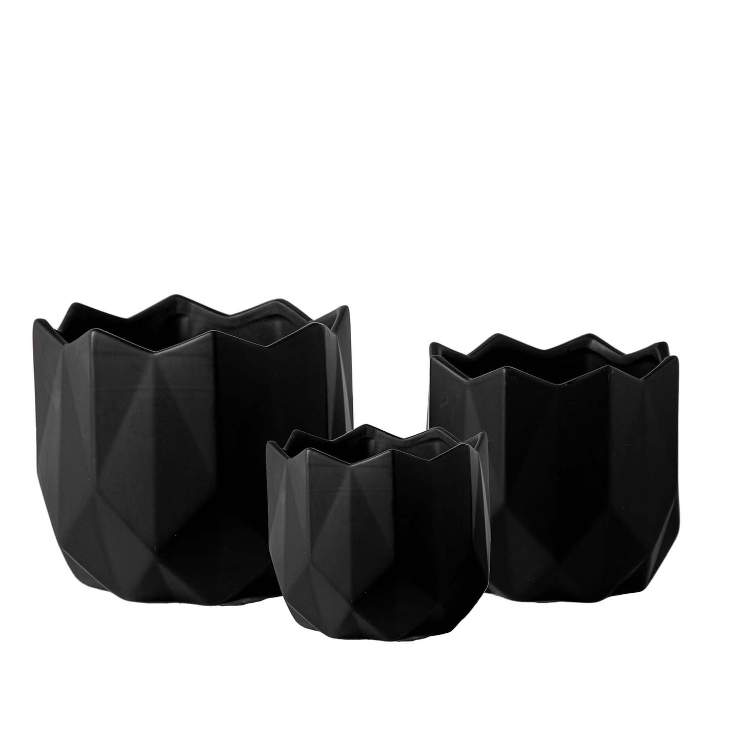 Gryphon Ceramic Geometric Round Pot  (Set of 3)