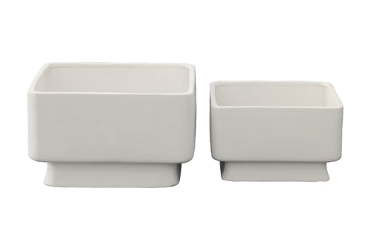 Ceramic Square Pot Matte Finish-7.75"H