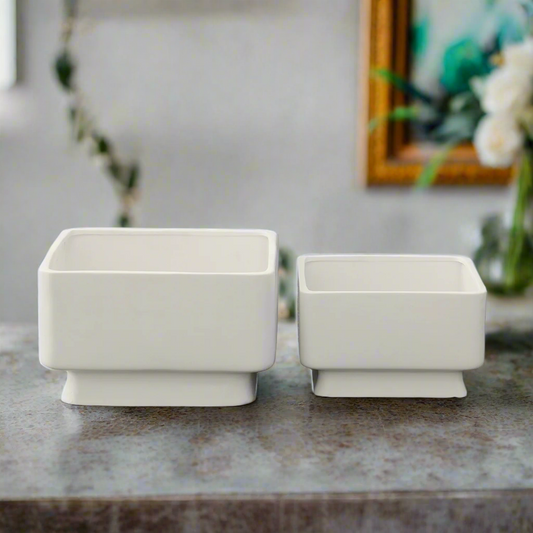 Gracine Ceramic Flared Square Pot – Set of 2