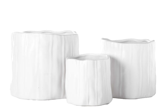Ceramic Round Pot Matte Finish White-5.00"H -196