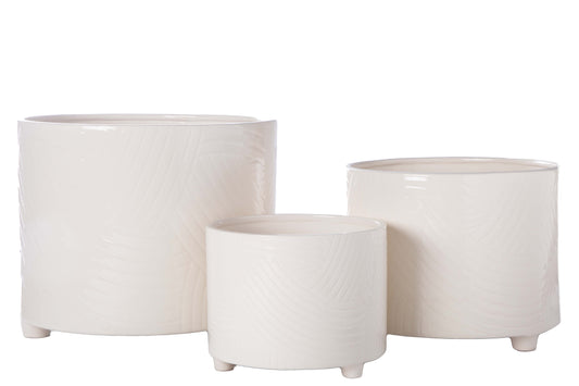 Ceramic Round Pot Gloss Finish Cream-10.00"H -137