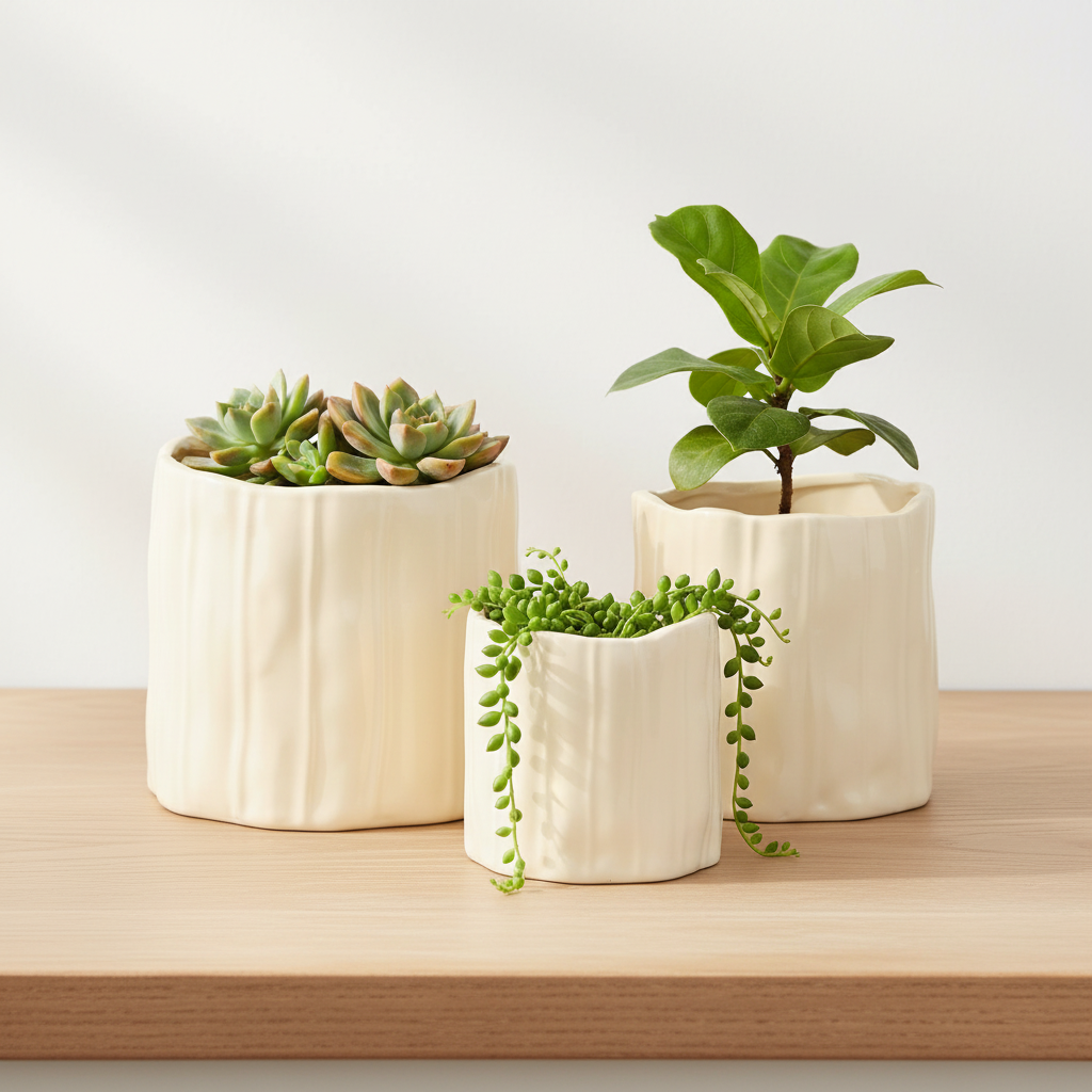 Marcie Cream Ceramic Planter (Set of 3)