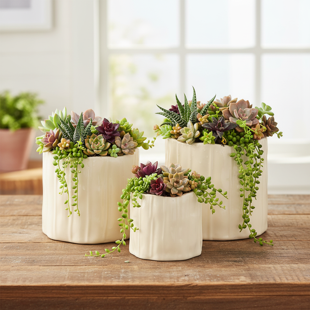 Marcie Cream Ceramic Planter (Set of 3)
