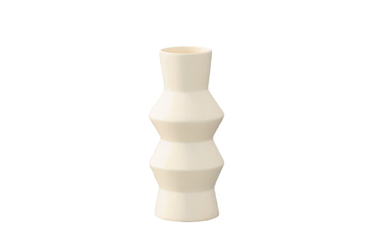 Ceramic Round Vase Gloss Finish Cream-10.00"H -222