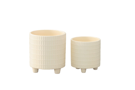 Ceramic Round Pot Gloss Finish Cream-5.50"H -140