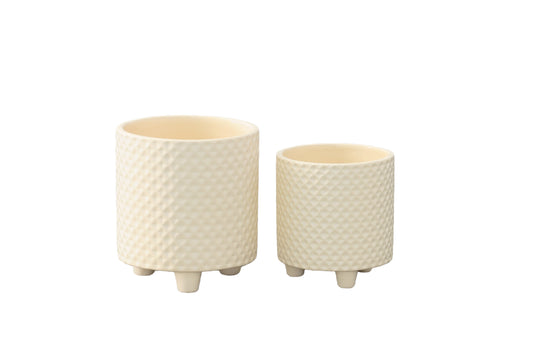 Ceramic Round Pot Gloss Finish Cream-5.50"H -147