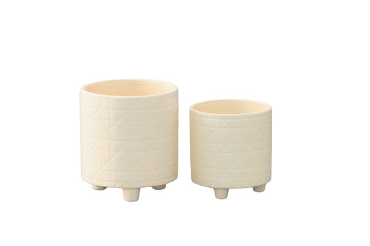 Ceramic Round Pot Gloss Finish Cream-5.50"H -149