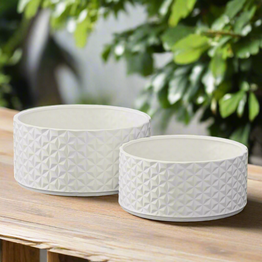 Lumora Diamond Ceramic Wide Pot Set (Set of 2)