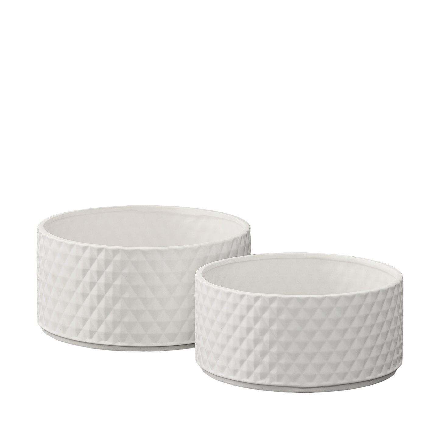 Belvoir White Ceramic Diamond Pattern Planter Set (Set of 2)