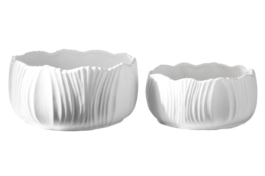 Ceramic Round Wide Pot Matte Finish White-7.00"H