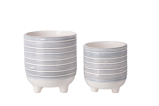 Ceramic Round Pot Gloss Finish White-6.50"H -159