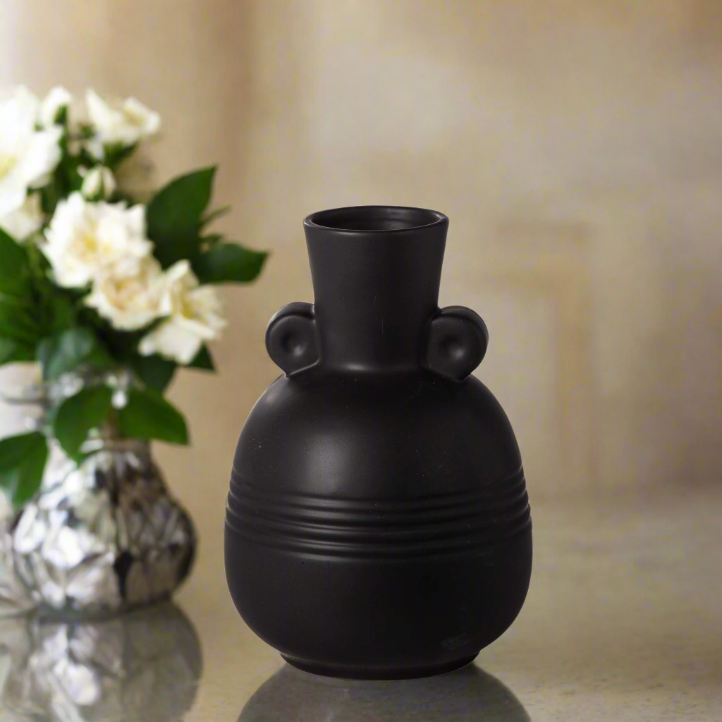 Vesari Embossed Banded Ceramic Vase