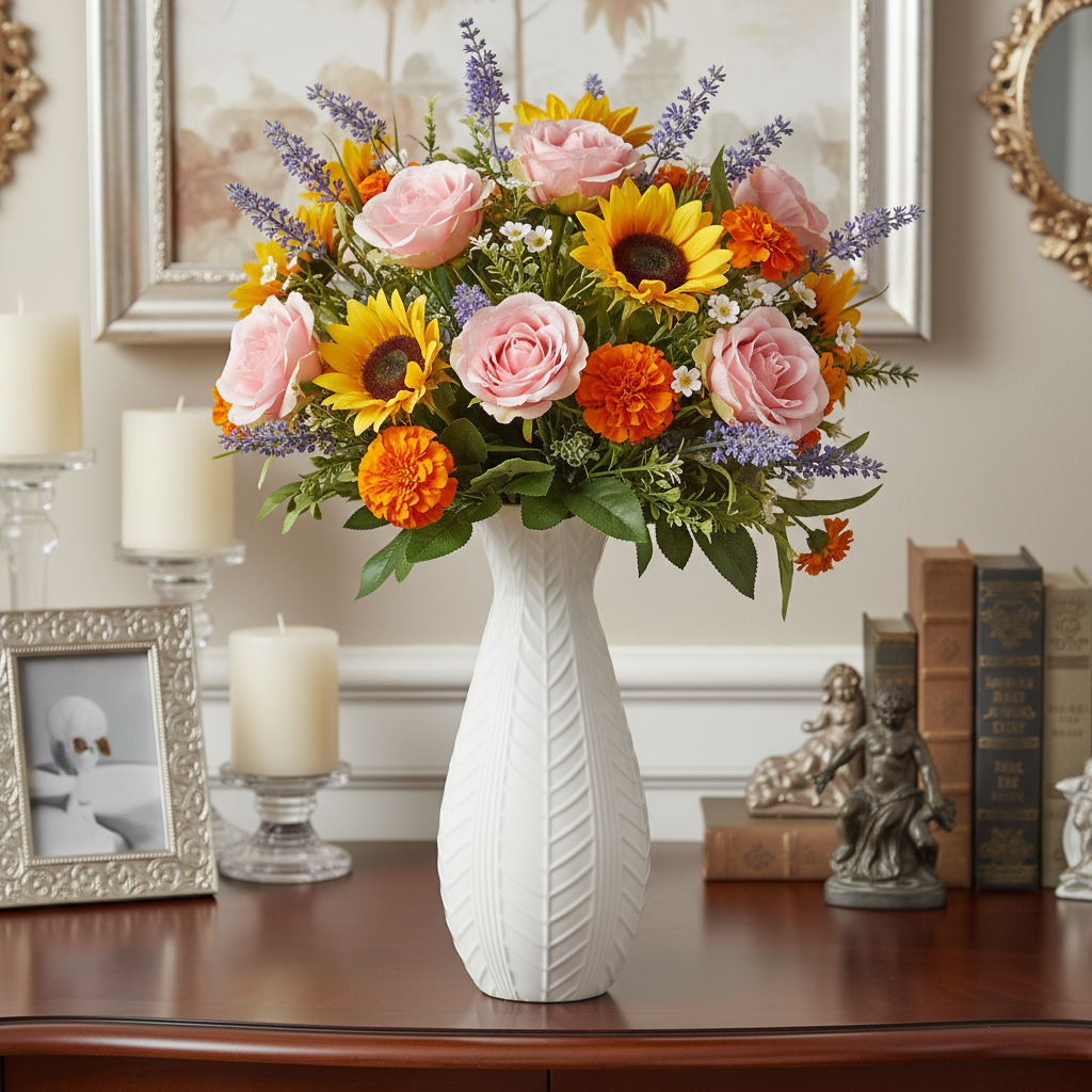 Zellè Ceramic Round Bellied Bottle Vase with Shoulder Bump Design