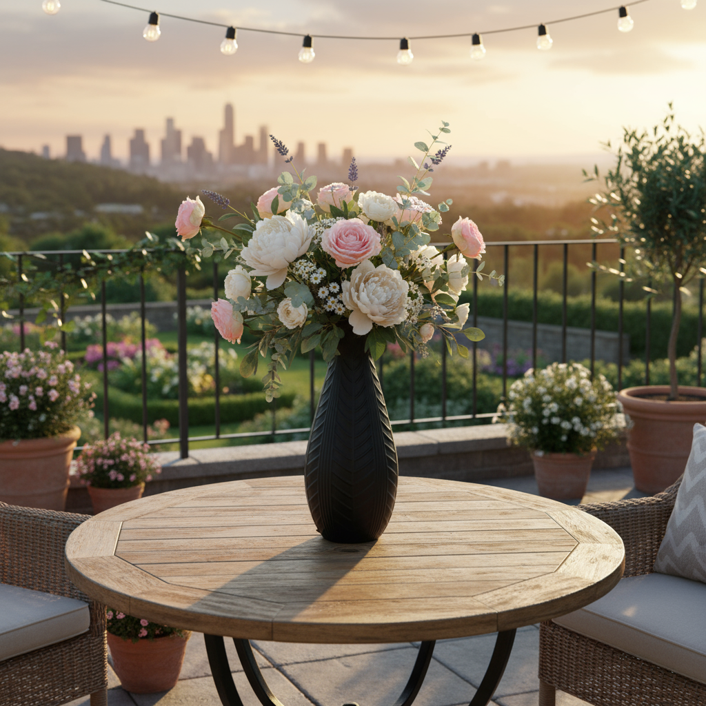 Zellè Ceramic Round Bellied Bottle Vase with Shoulder Bump Design