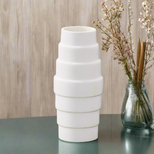 Rhenna Layered Design Round Ceramic Vase