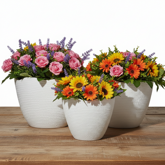 Nishka Ceramic Oval Pot with Irregular Lip (Set of 3)