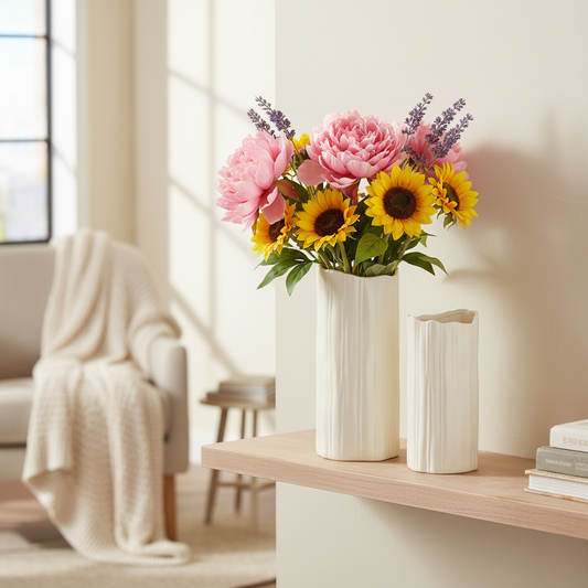 Alexandria Organic Column Ceramic Vases (Set of 2)