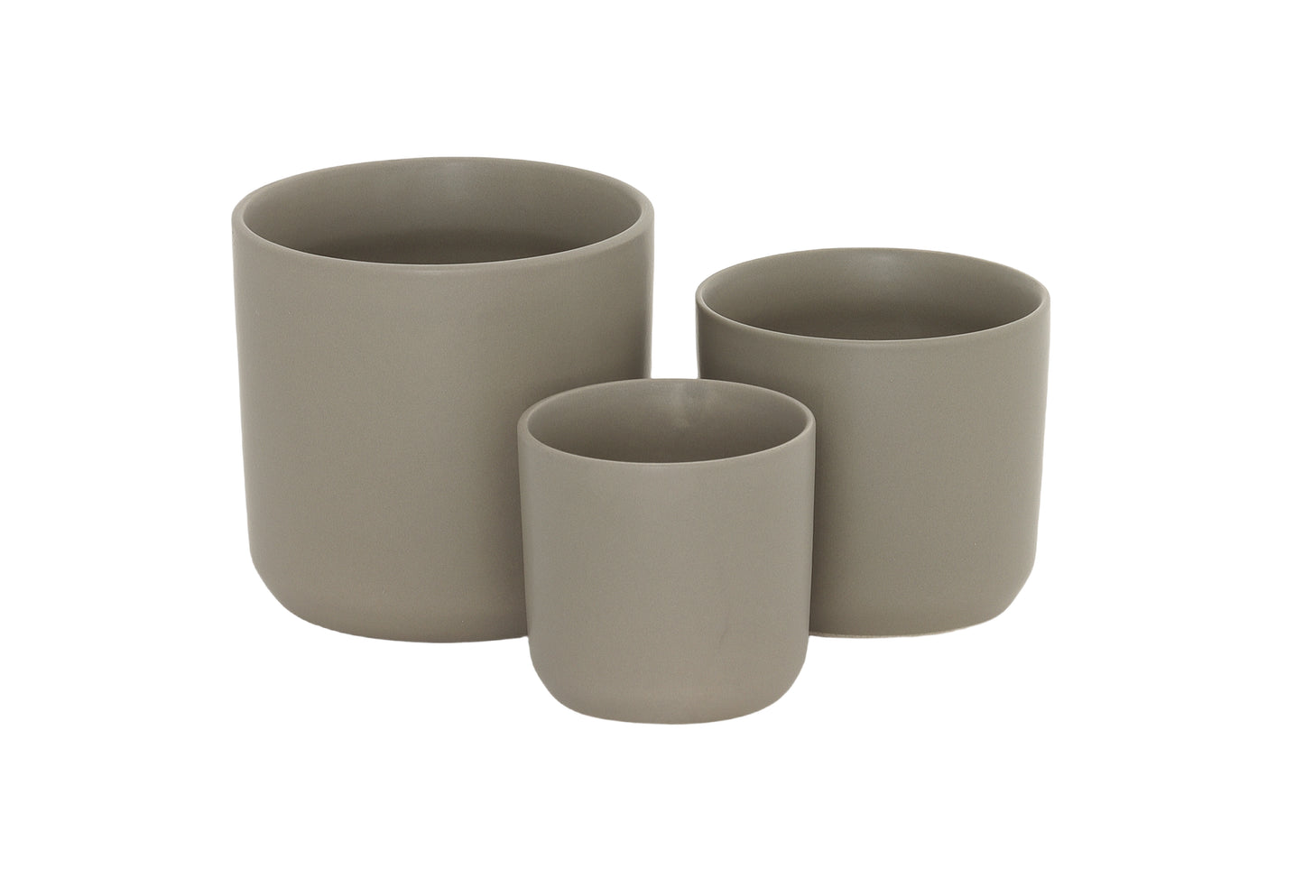 Ceramic Round Plain Pot Matte Finish Cream-6.75"H