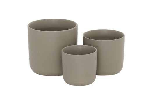 Ceramic Round Plain Pot Matte Finish Cream-6.75"H
