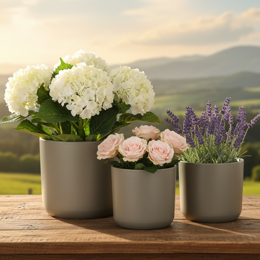 Emma Ceramic Round Plain Pots (Set of 3)