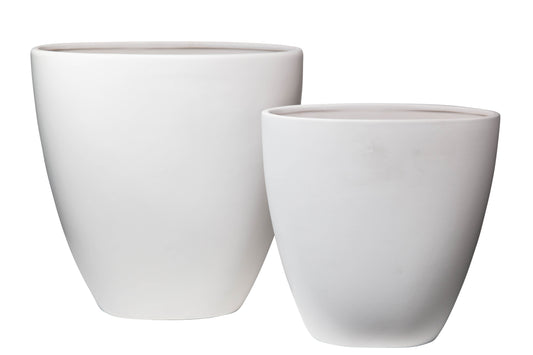 Ceramic Plain Tall Oval Pot Matte Finish-12.00"H