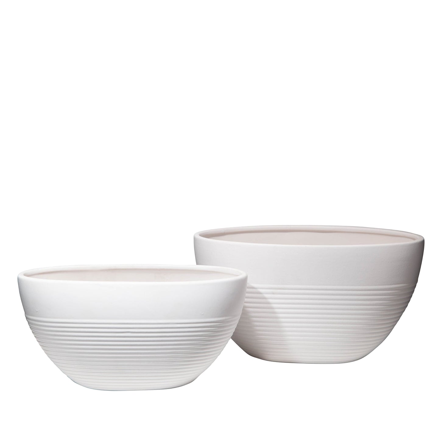 Mavero Embossed Stripe Oval Planter Set (Set of 2)