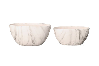 Ceramic Low Oval Pot Matte Finish White-6.50"H