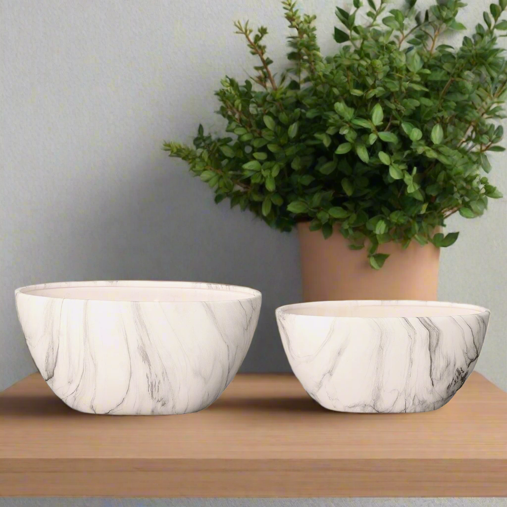 Blair Handcrafted Ceramic Oval Planter Set (Set of Two)