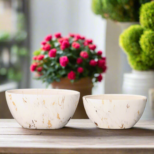 Blair Handcrafted Ceramic Oval Planter Set (Set of Two)