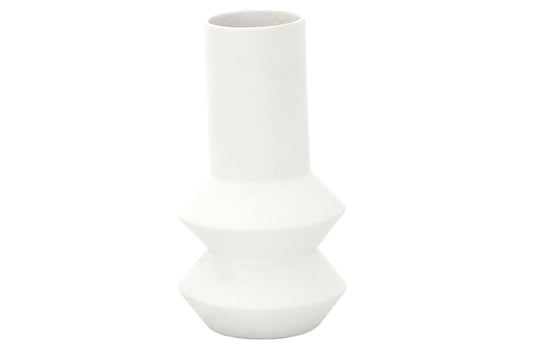 Ceramic Round Vase Matte Finish White-11.75"H