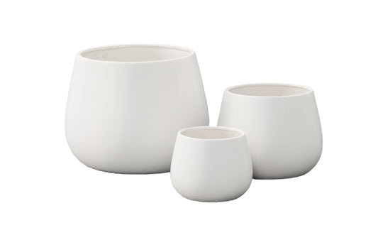 Ceramic Plain Round Bellied Pot Matte Finish White-9.50"H