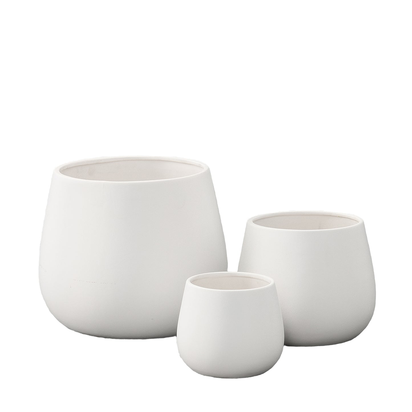 Omya Ceramic Plain Round Bellied Pot Set (Set of 3)