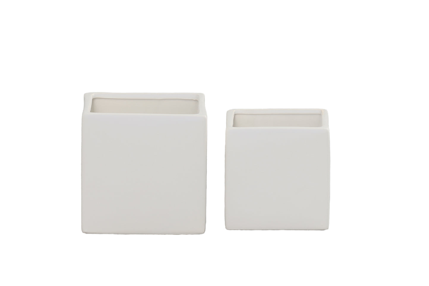 Ceramic Plain Square Pot Matte Finish-6.00"H