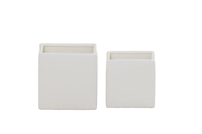Ceramic Plain Square Pot Matte Finish-6.00"H