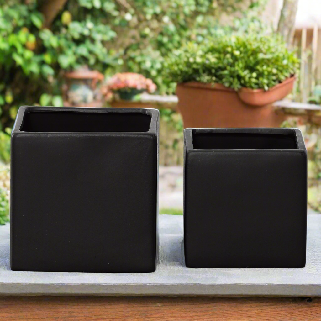 Odette Handcrafted Ceramic Square Planter Set (Set of 2)