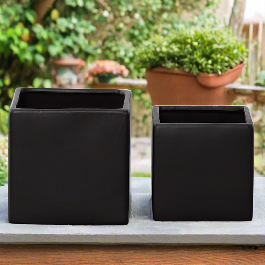 Odette Handcrafted Ceramic Square Planter Set (Set of 2)