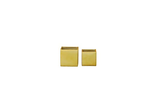 Ceramic Plain Square Pot LG Matte Finish Gold