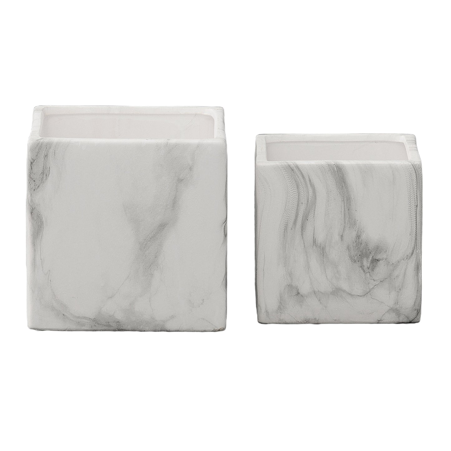 Marvello Black Marble Ceramic Square Pot (Set of 2)