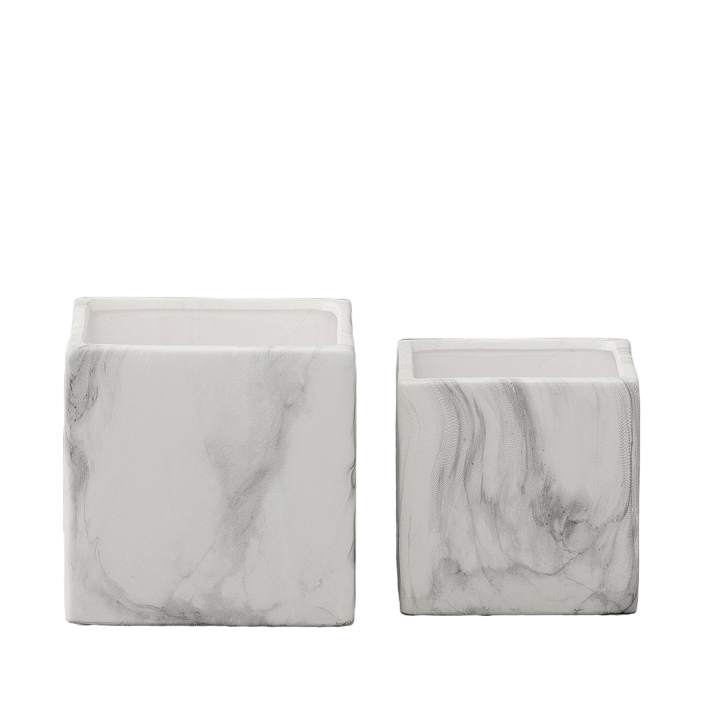 Marvello Black Marble Ceramic Square Pot (Set of 2)