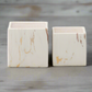 Rosair Ceramic Square Marble Planter Set (Set of 2)