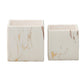 Rosair Ceramic Square Marble Planter Set (Set of 2)