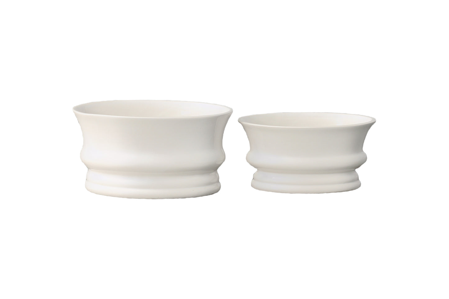 Ceramic Pot Set of Two Gloss Finish White-6.00"H