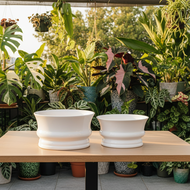 Maira Ceramic Minimalist Rounded Pot (Set of 2)