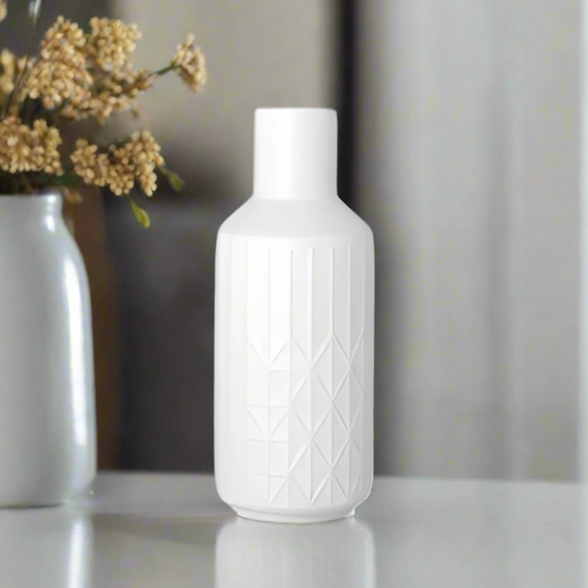 Calyra Matte White Ceramic Vase