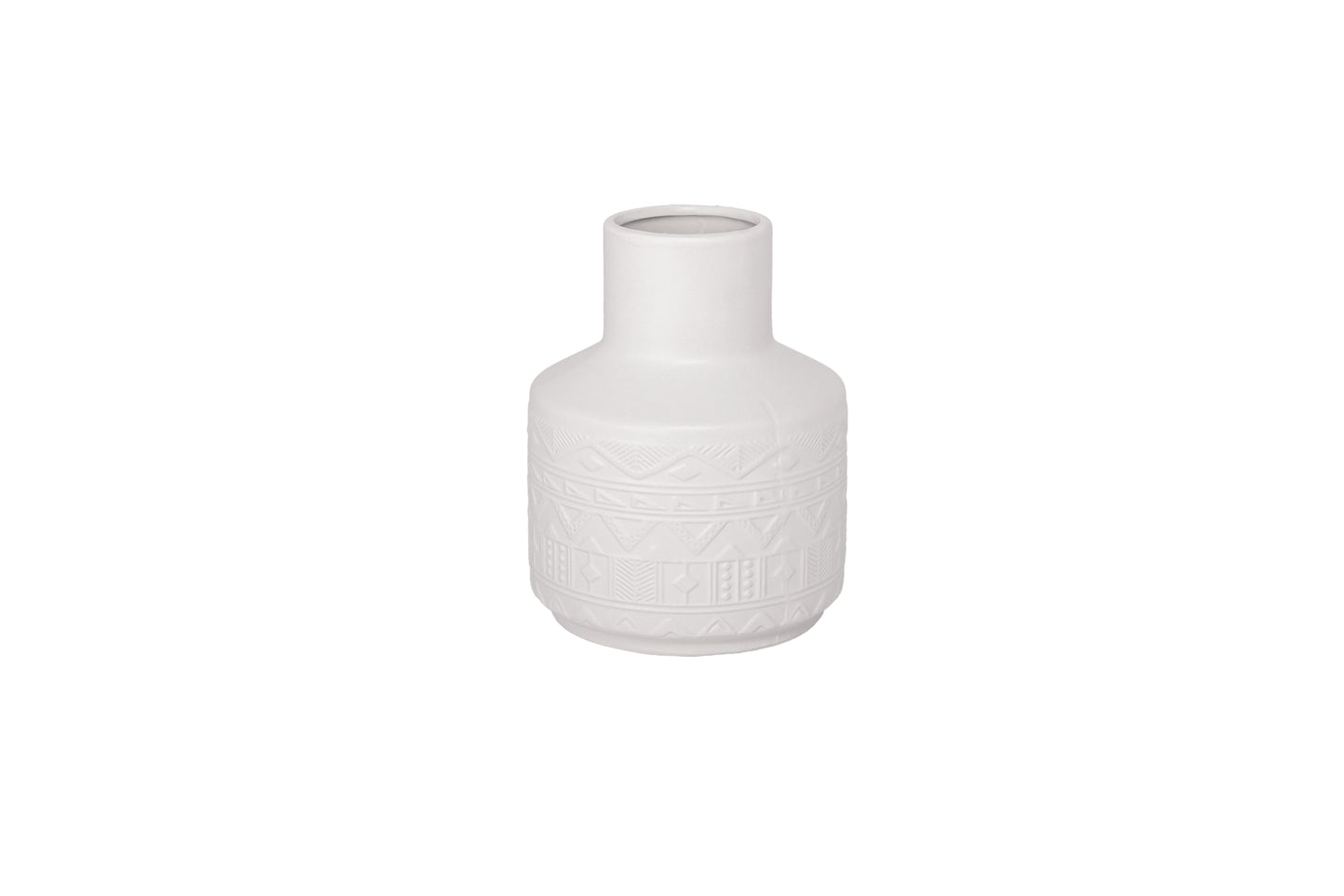 Ceramic Vase Matte Finish White-7.00"H