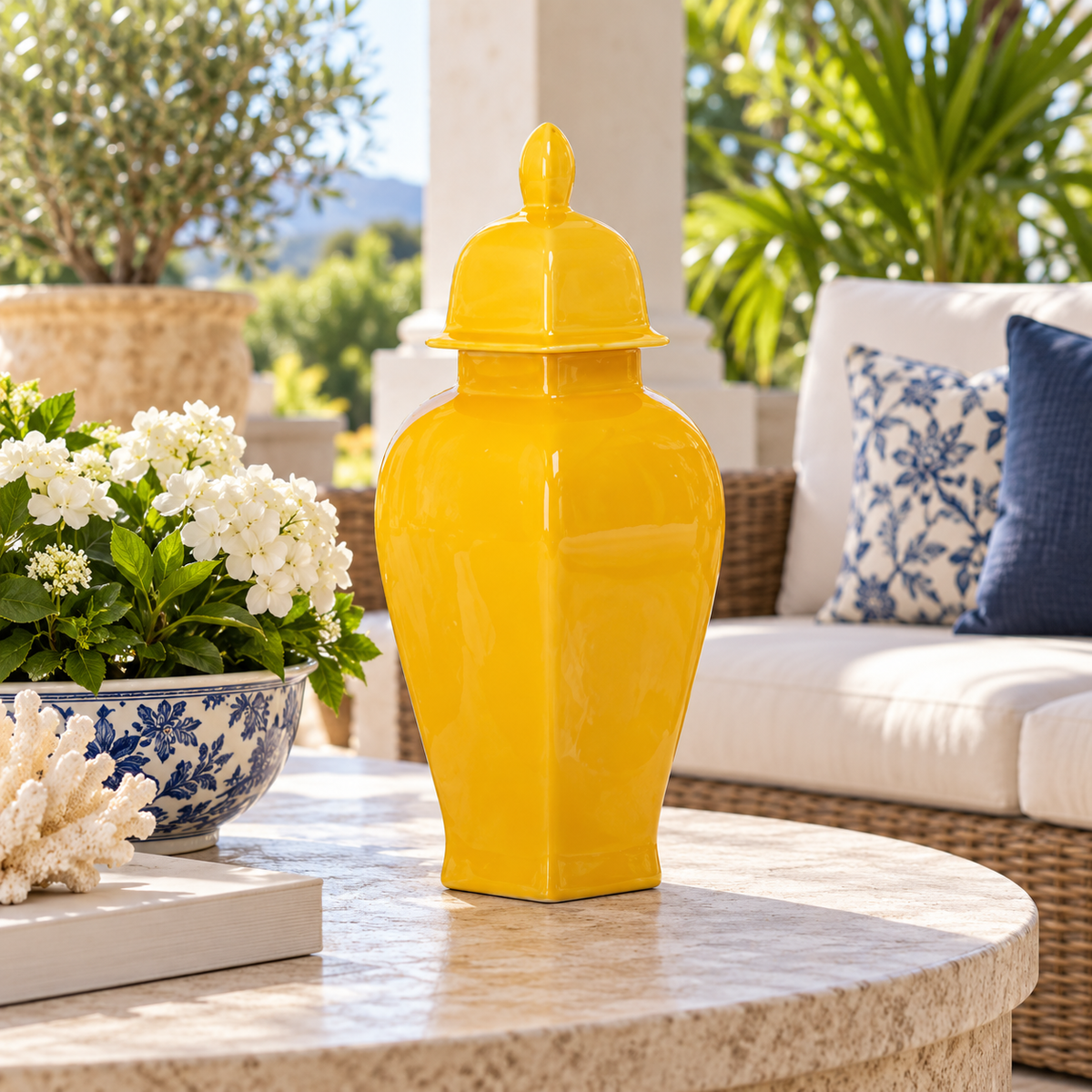 Rouve Hexagon Ceramic Temple Jar