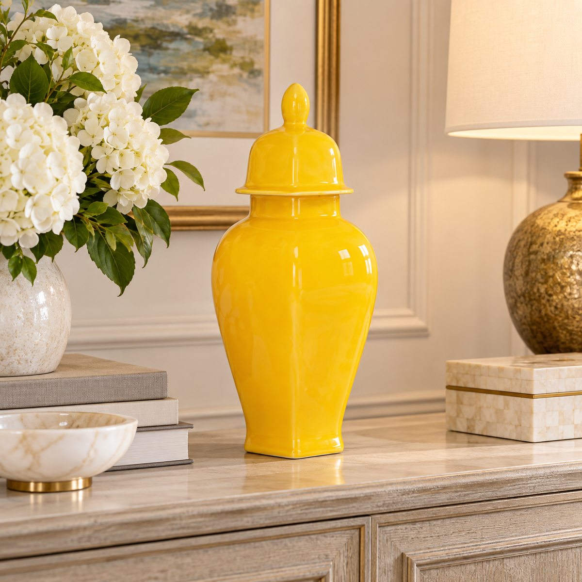 Rouve Hexagon Ceramic Temple Jar