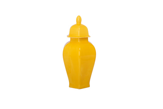 Ceramic Hexagon Ginger/Temple Jar LG Gloss Finish Yellow